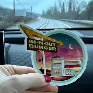 3” in n out burger Sticker with Scenic Design